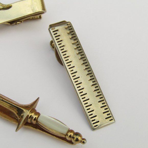 Swank Tie Clips Gold Tone Sword Marlin Lot of 3 - Picture 3 of 4